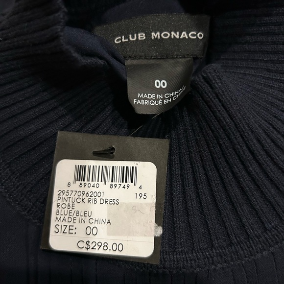 NWT Club Monaco Pintuck Rib Dress Navy Blue Size 00 XS - Picture 6 of 6